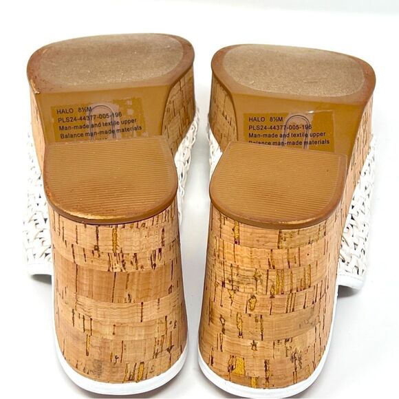 Wonderly Halo White Vegan Leather Slide Platform Cork Block Heel Belk Sandal 8.5 - Picture 10 of 13